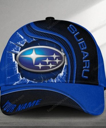 Customizable Subaru Logo Cap - Stylish Blue & Black Design For Car Enthusiasts