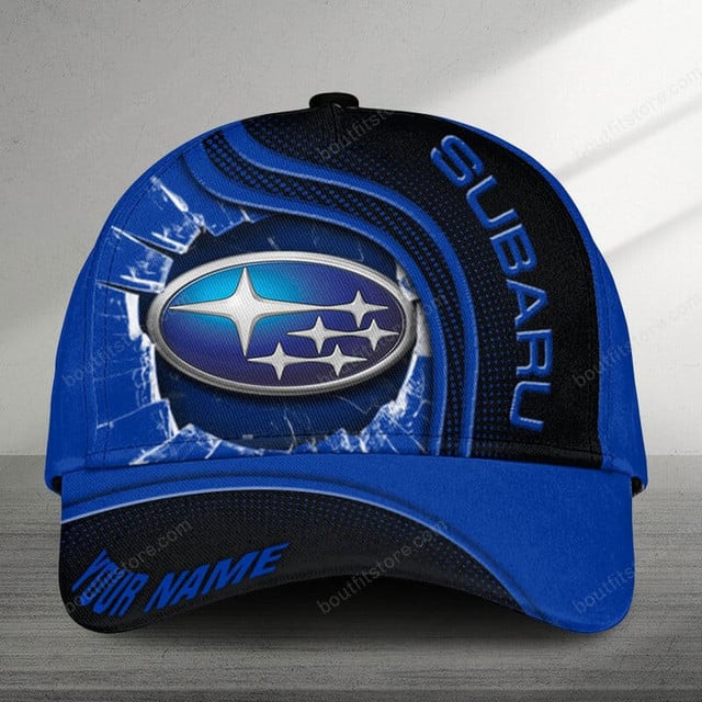 Customizable Subaru Logo Cap - Stylish Blue & Black Design For Car Enthusiasts