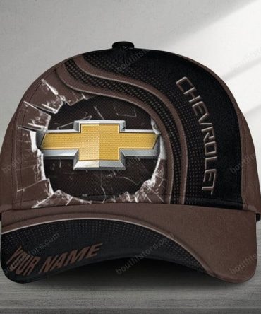 Stylish Custom Chevrolet Logo Cap - Brown & Black Adjustable Hat For Car Enthusiasts
