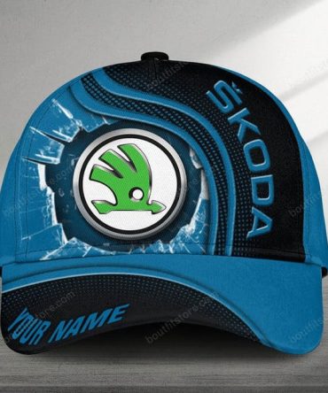 Custom Škoda Logo Cap - Personalized Design, Stylish Blue & Black Hat
