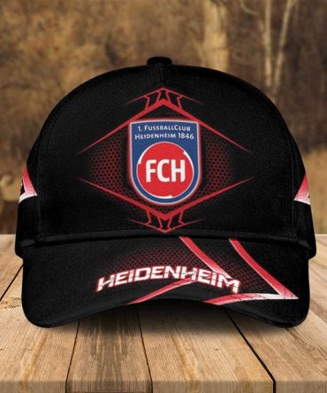 Fch Heidenheim Fan Cap - Stylish Black & Red Soccer Hat For Supporters
