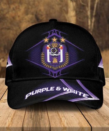 Stylish Black & Purple Cap With Embroidered Crest - Perfect For Fans & Fashion Enthusiasts