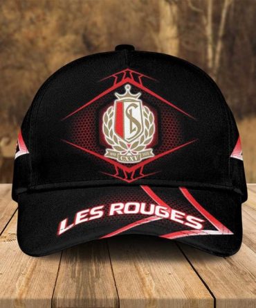 Stylish Black 'Les Rouges' Cap With Embroidered Shield Logo - Perfect For Fans!