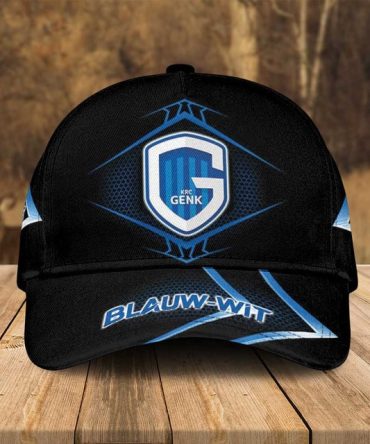 Stylish Krc Genk Fan Cap - Blauw-Wit Design, Adjustable Fit, Premium Quality