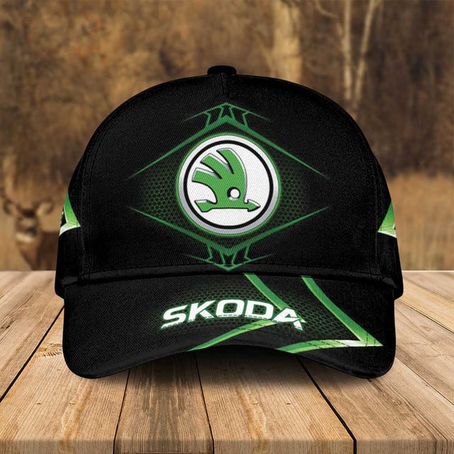 Stylish Black & Green Škoda Logo Cap - Premium Quality For Car Enthusiasts