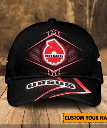 Custom Ursus Logo Cap - Personalized Name, Stylish Black & Red Design