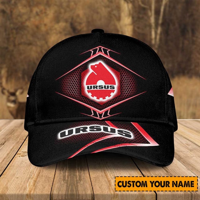 Custom Ursus Logo Cap - Personalized Name, Stylish Black & Red Design