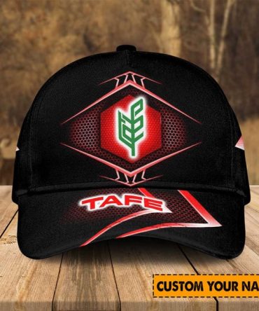 Customizable Tafe Logo Cap - Personalized Name, Stylish Black & Red Design Hat