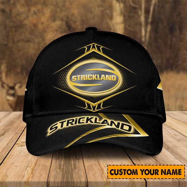 Custom Black & Gold Strickland Cap - Personalized Name, Stylish Design, Perfect Gift!
