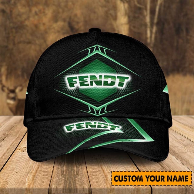Customizable Fendt Embroidered Cap - Personalize Your Name - Stylish Black & Green Hat