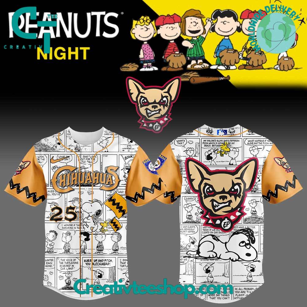 El Paso Chihuahuas 75Th Anniversary Of Peanuts Special Baseball Jersey