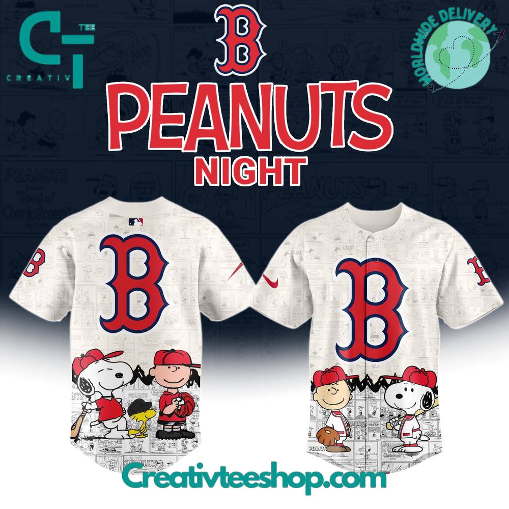 Boston Red Sox 75Th Anniversary Of Peanuts Snoopy Baseball Jersey