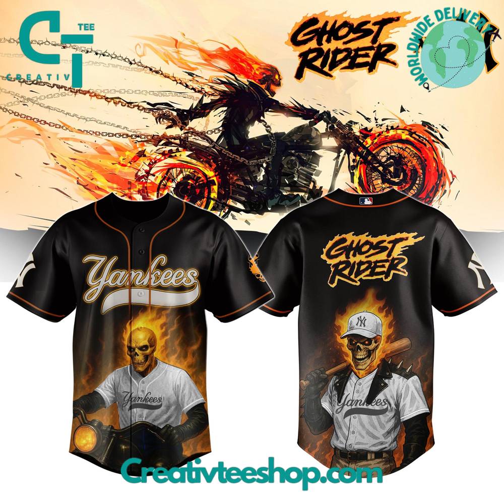 New York Yankees X Ghost Rider Inferno Special Edition Baseball Jersey