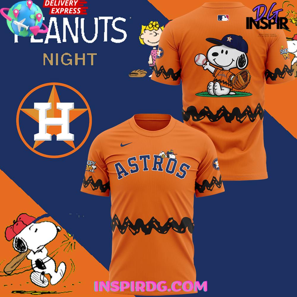 Houston Astros X 75Th Anniversary Of Peanuts Collection Shirt - Image 4