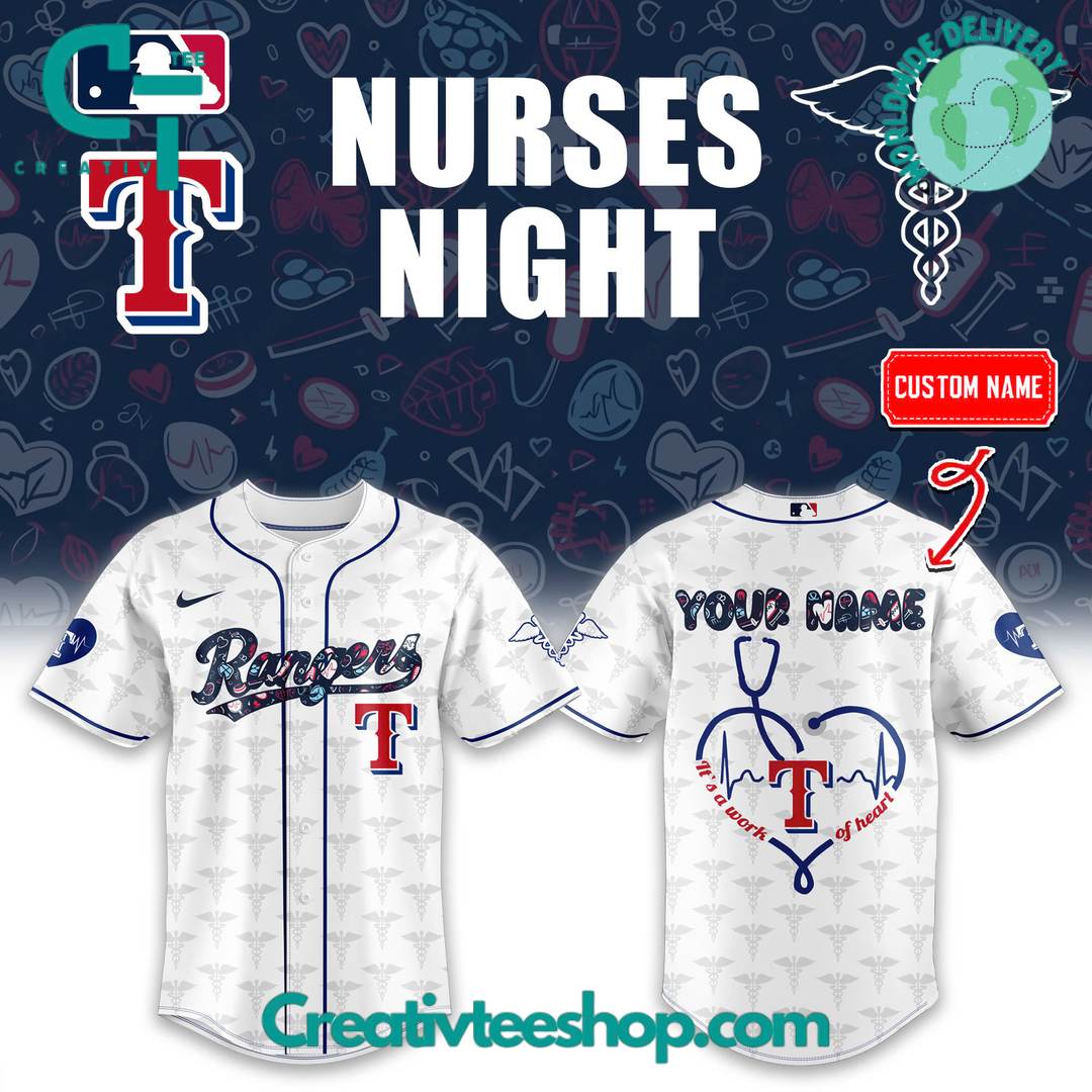 Texas Rangers X Nurses Night Personalized Baseball Jersey