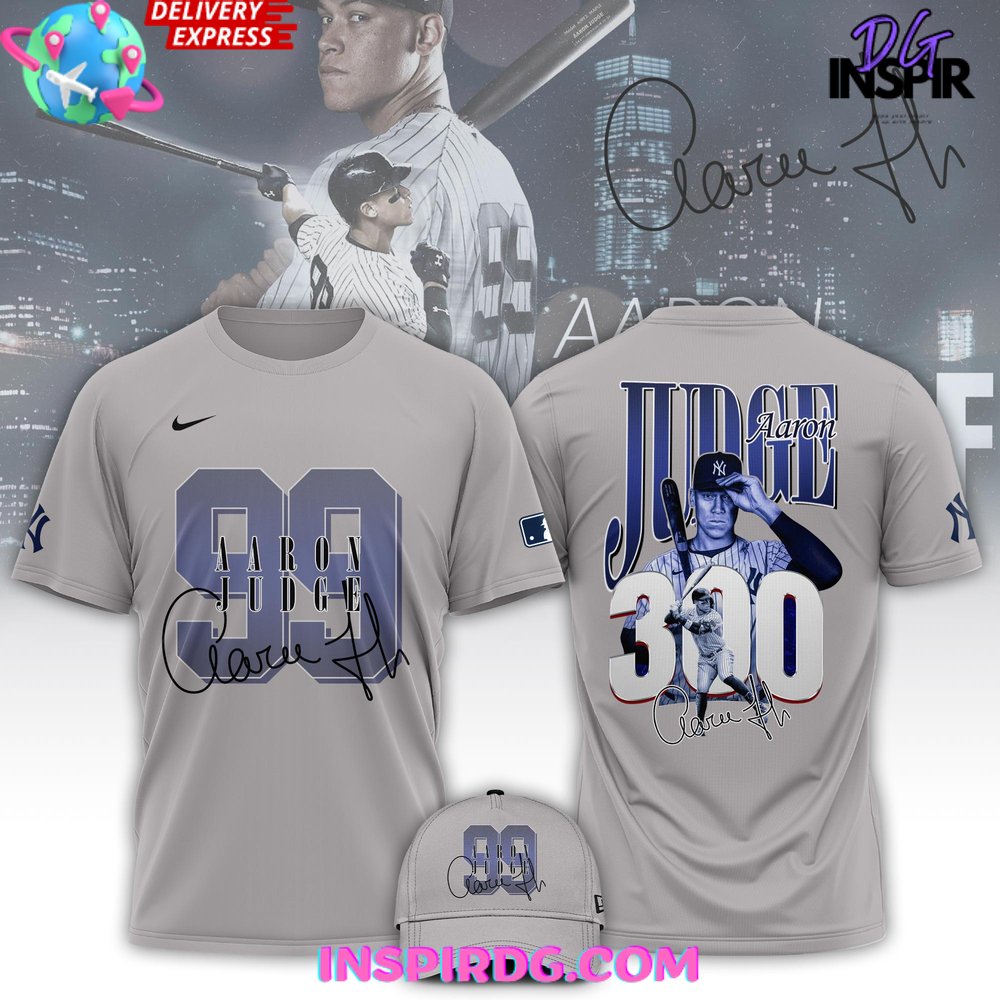 Aaron Judge Signature No 300 For No 99 Grey T-Shirt
