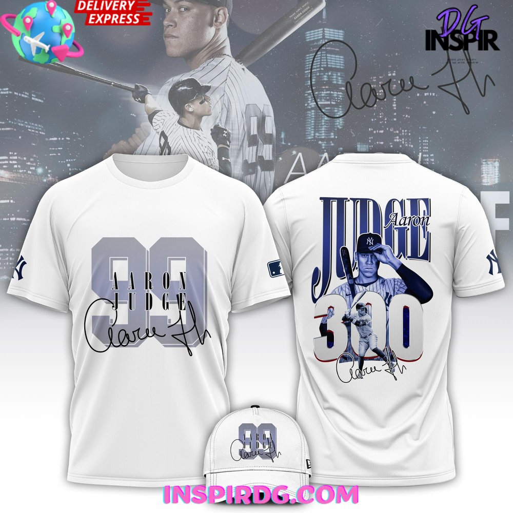 Aaron Judge Signature No 300 For No 99 White T-Shirt
