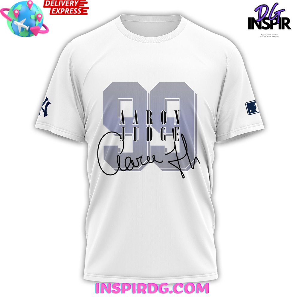 Aaron Judge Signature No 300 For No 99 White T-Shirt - Image 2