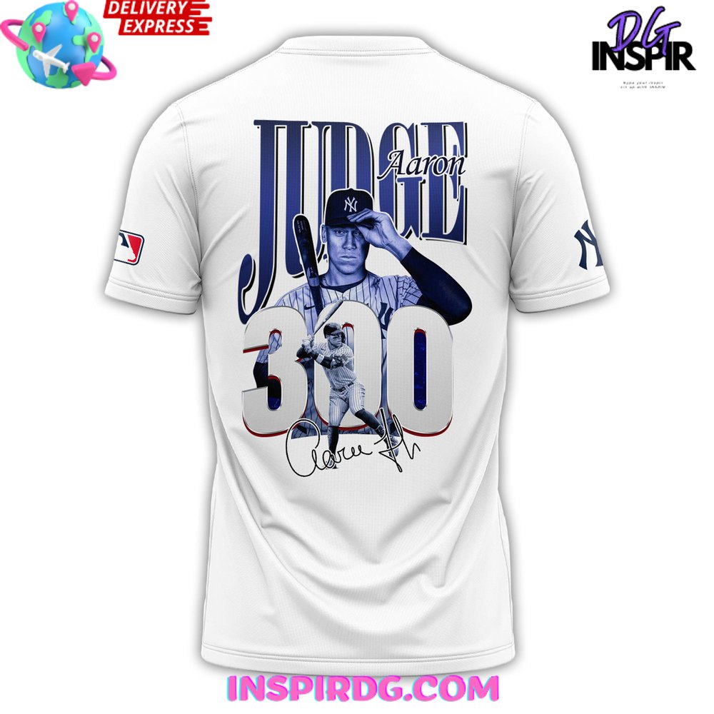 Aaron Judge Signature No 300 For No 99 White T-Shirt - Image 3