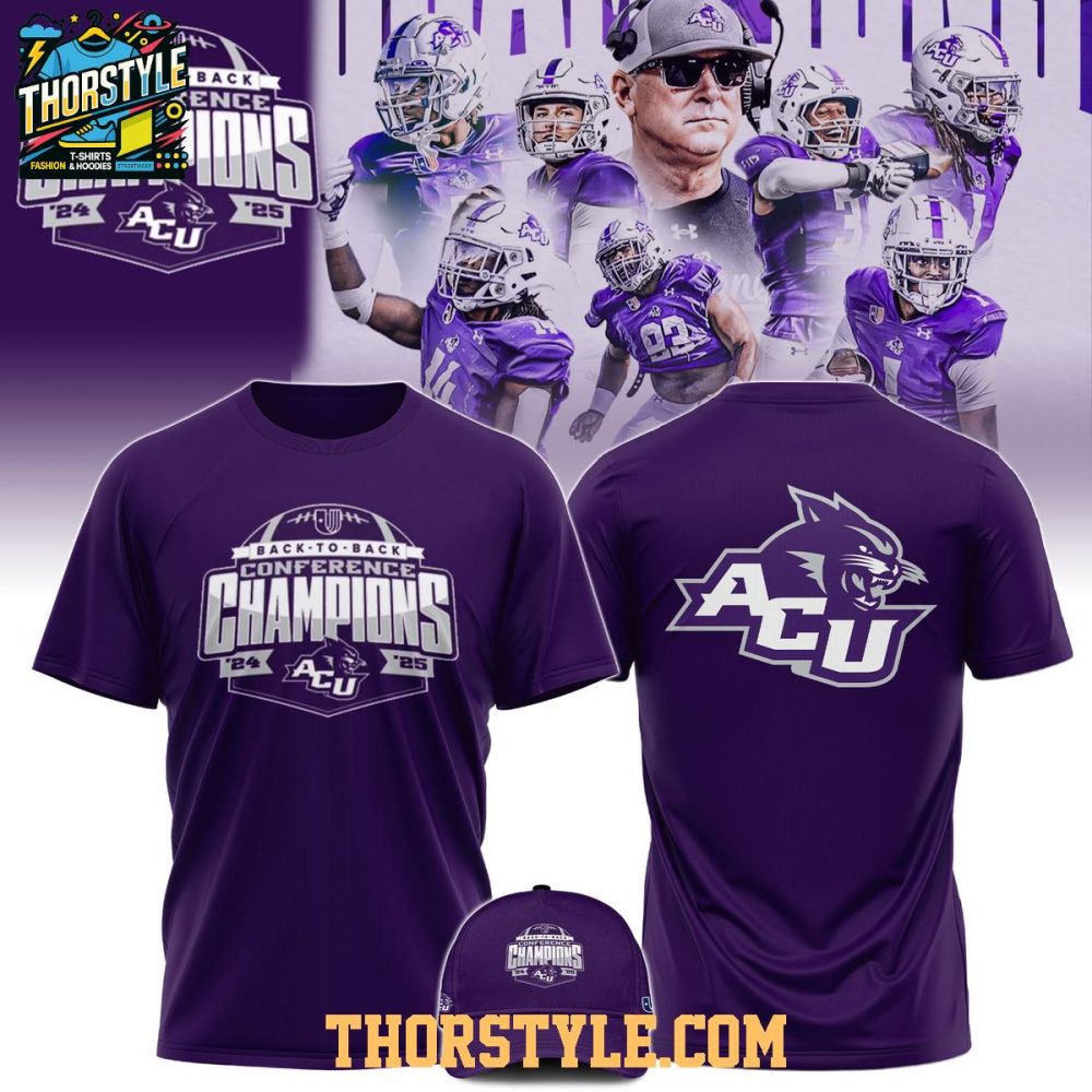 Abilene Christian Wildcats Back2Back Conference Champions 2025 Hoodie T-Shirt - Image 2