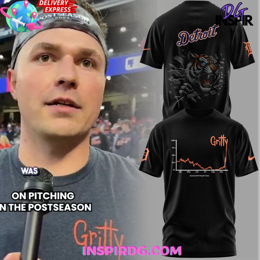 Detroit Tigers Gritty 2024 Black T-Shirt