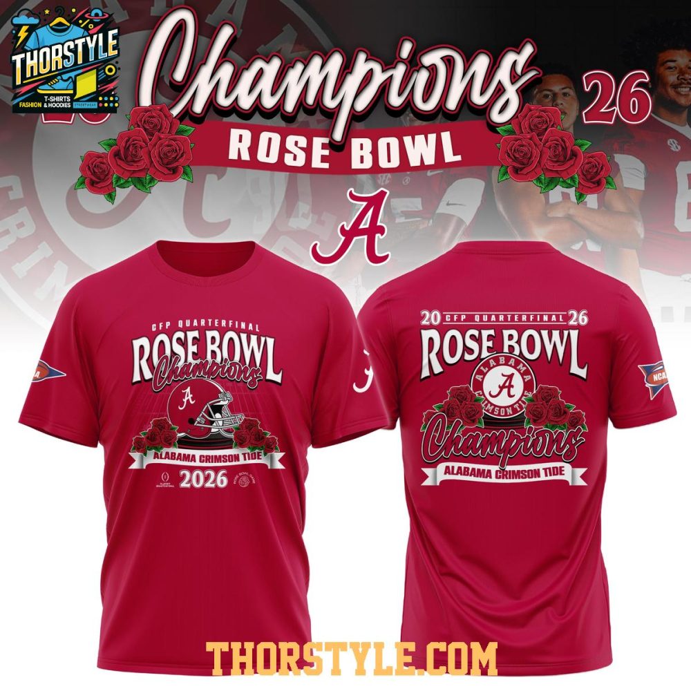 Alabama Crimson Tide Champions Rose Bowl 2025-2026 Game Hoodie T-Shirt - Image 2