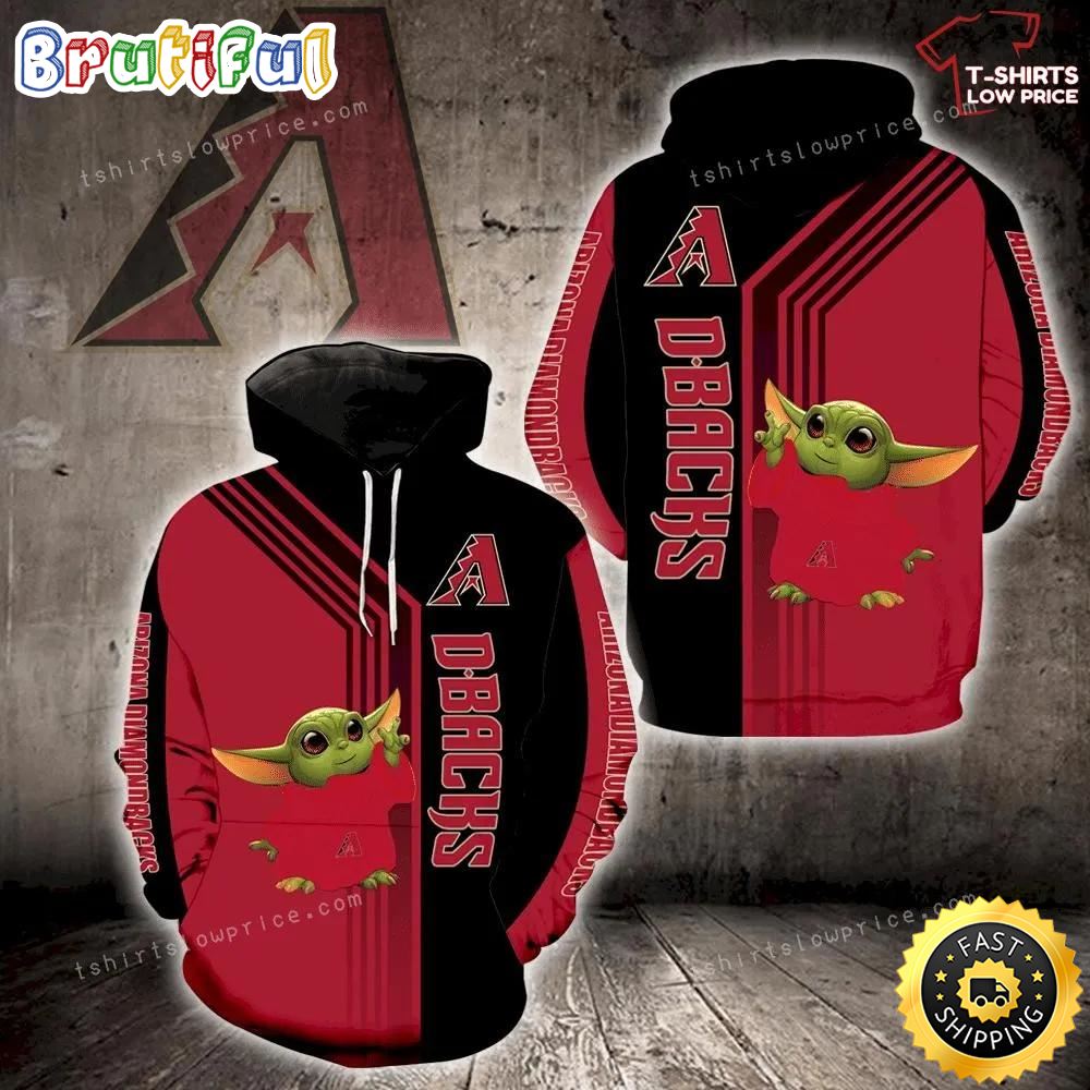 Arizona Diamondbacks Baby Yoda Full Over Print 3D Hoodie