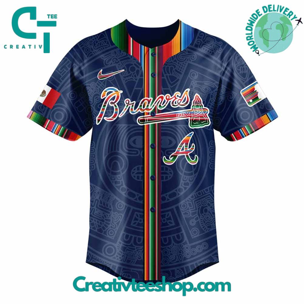 Atlanta Braves Mexican Heritage Night Personalized Baseball Jersey - Image 2