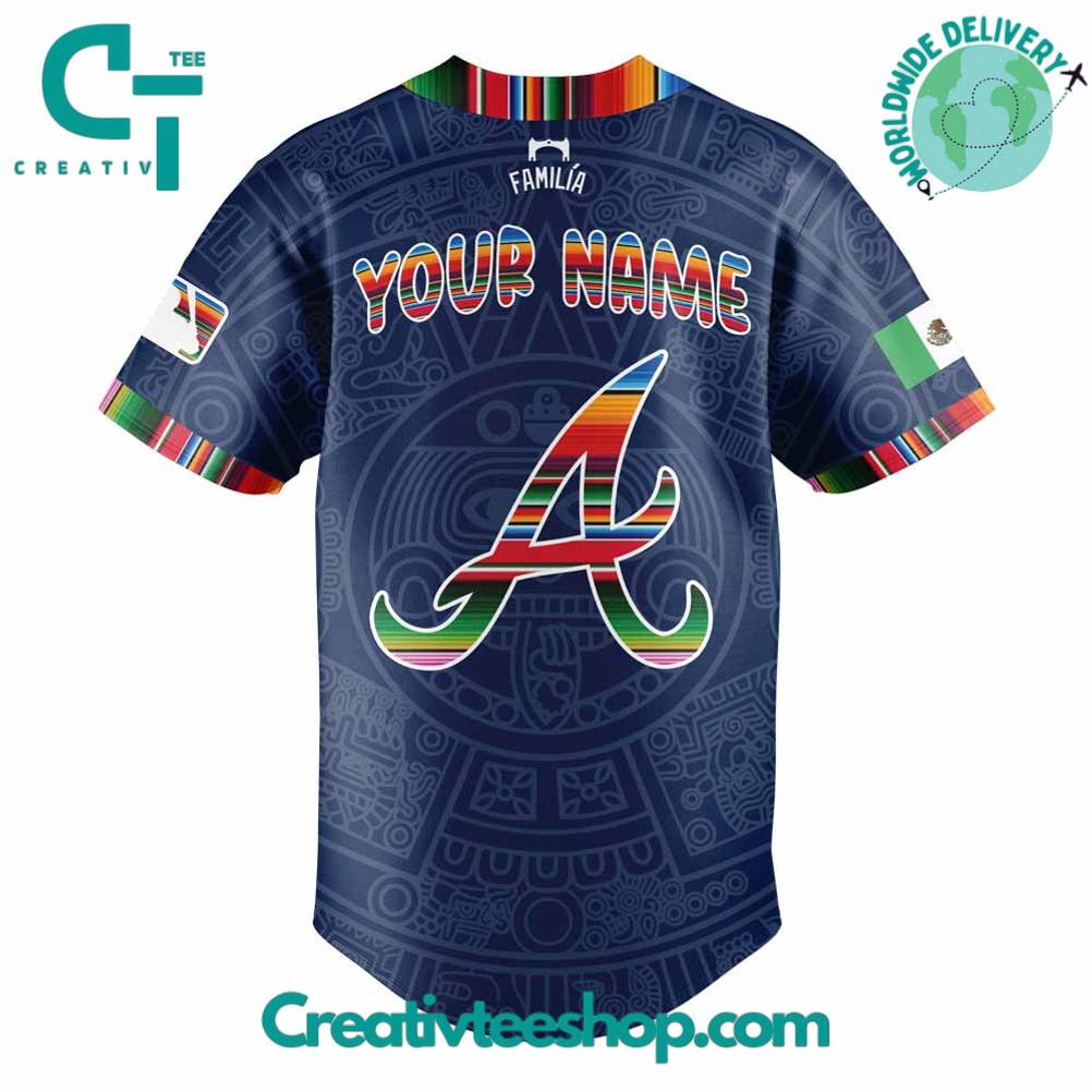 Atlanta Braves Mexican Heritage Night Personalized Baseball Jersey - Image 3