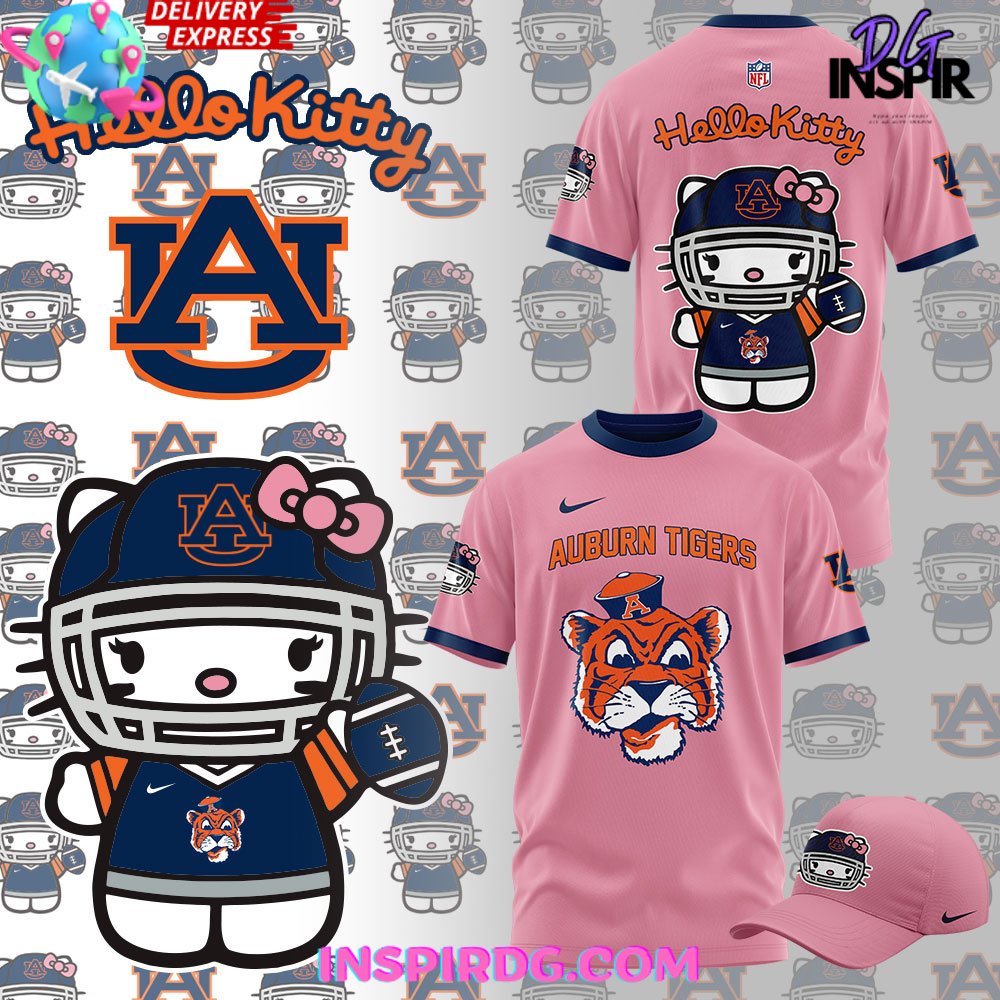 Auburn Tiger Football X Hello Kitty Pink T-Shirt