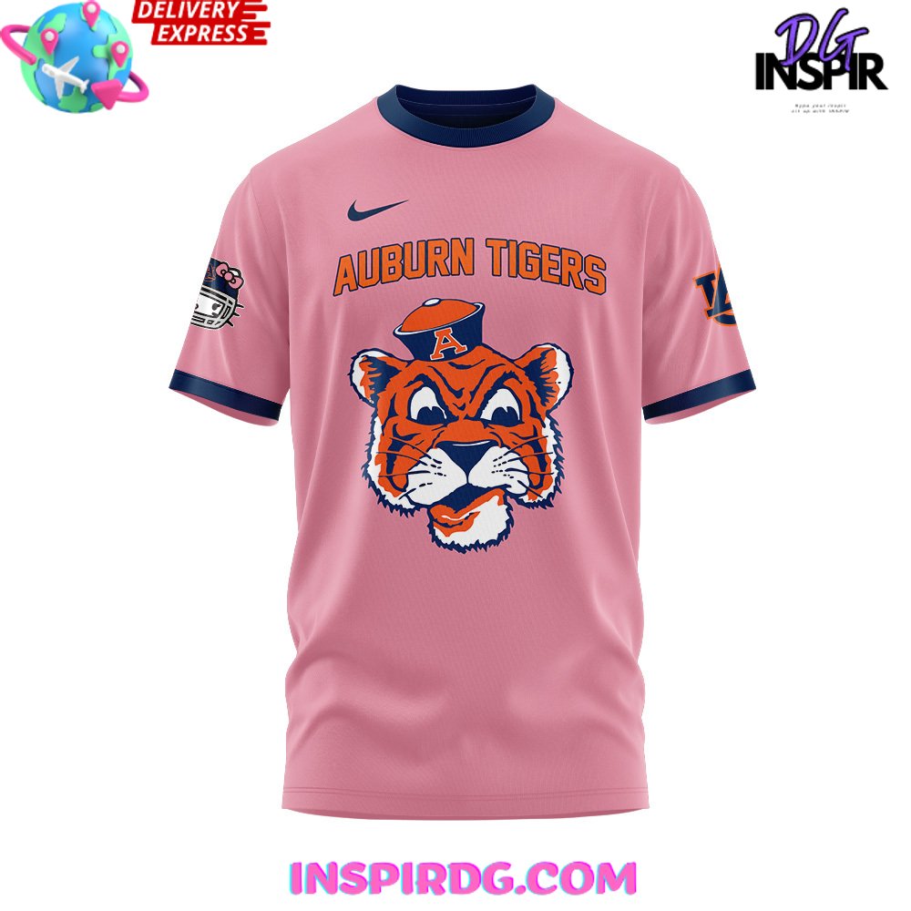 Auburn Tiger Football X Hello Kitty Pink T-Shirt - Image 2