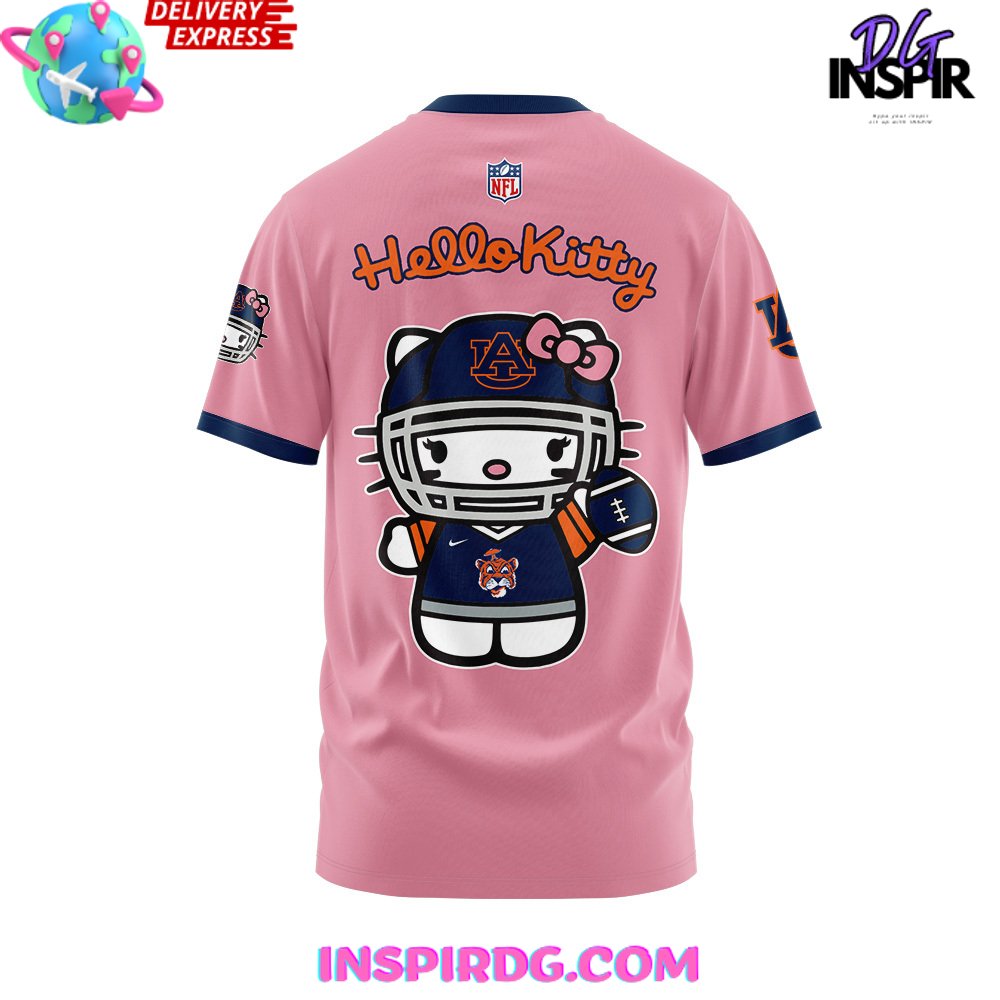 Auburn Tiger Football X Hello Kitty Pink T-Shirt - Image 3