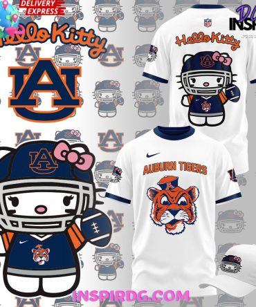 Auburn Tiger Football X Hello Kitty White T-Shirt