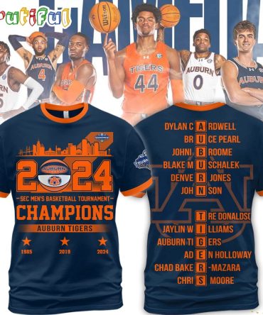 Auburn Tigers 2024 Sec Men'S Basketball Conference Tournament Champions All Over Print Shirt