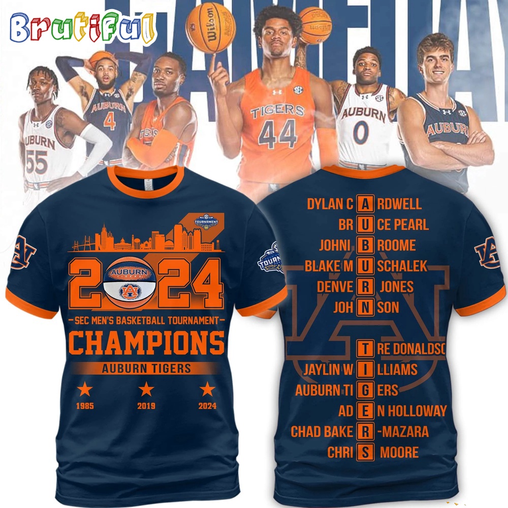 Auburn Tigers 2024 Sec Men'S Basketball Conference Tournament Champions All Over Print Shirt