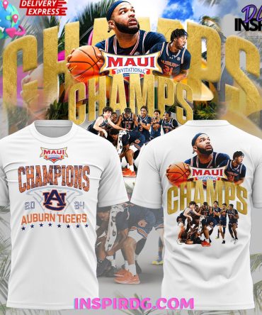 Auburn Tigers Maui Invitational Champions 2024 White T-Shirt