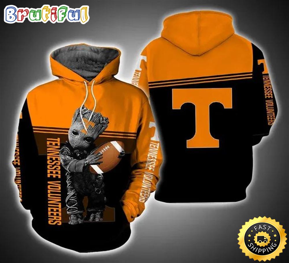 Baby Groot Hug Ball Tennessee Volunteers 3D Hoodie Gifts For Tennessee Volunteers Fans
