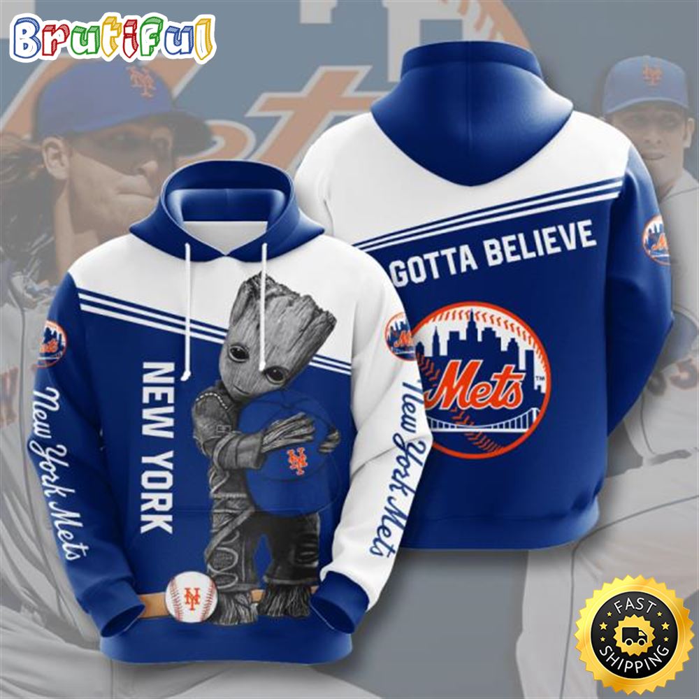 Baby Groot New York Mets 3D Printed Hoodie