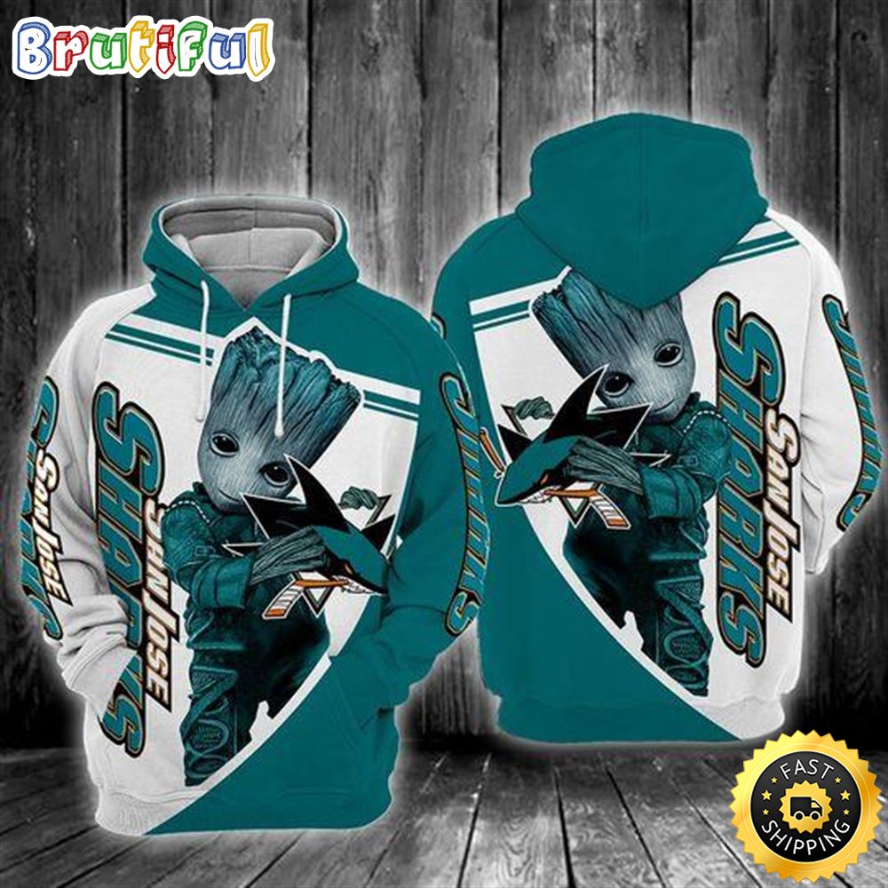 Baby Groot San Jose Sharks 3D All Over Print Hoodie