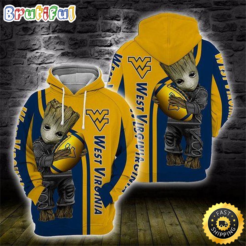 Baby Groot West Virginia Mountaineers 3D All Over Print Hoodie