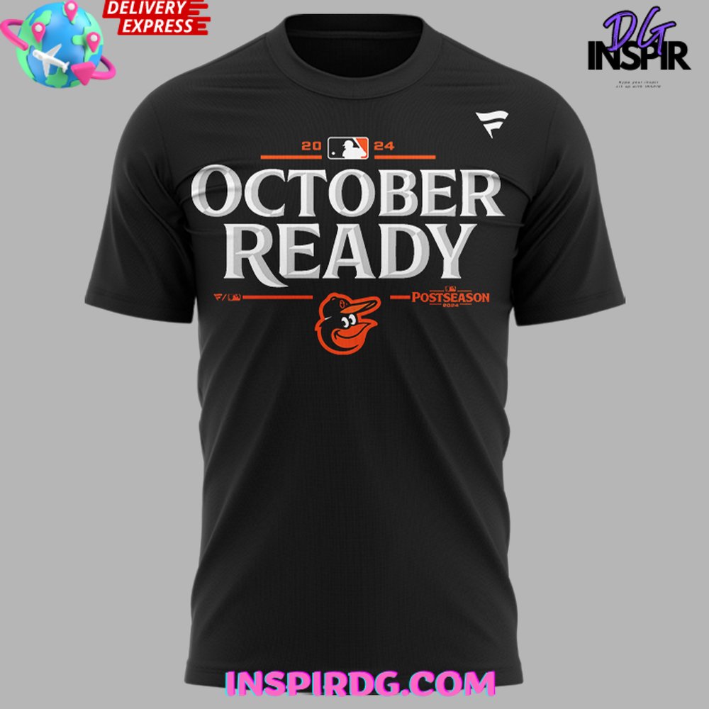 Baltimore Orioles October Ready 2024 Black T-Shirt - Image 2