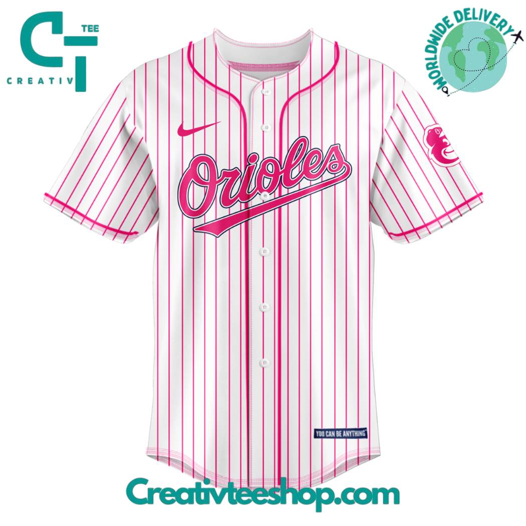 Baltimore Orioles X Barbie Night Game Pink Baseball Jersey - Image 2