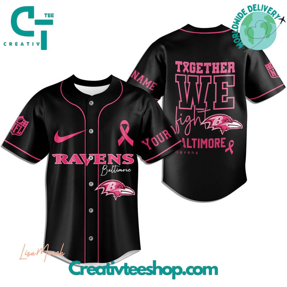 Baltimore Ravens Breast Cancer Together We Fight Baseball Jersey - Image 2