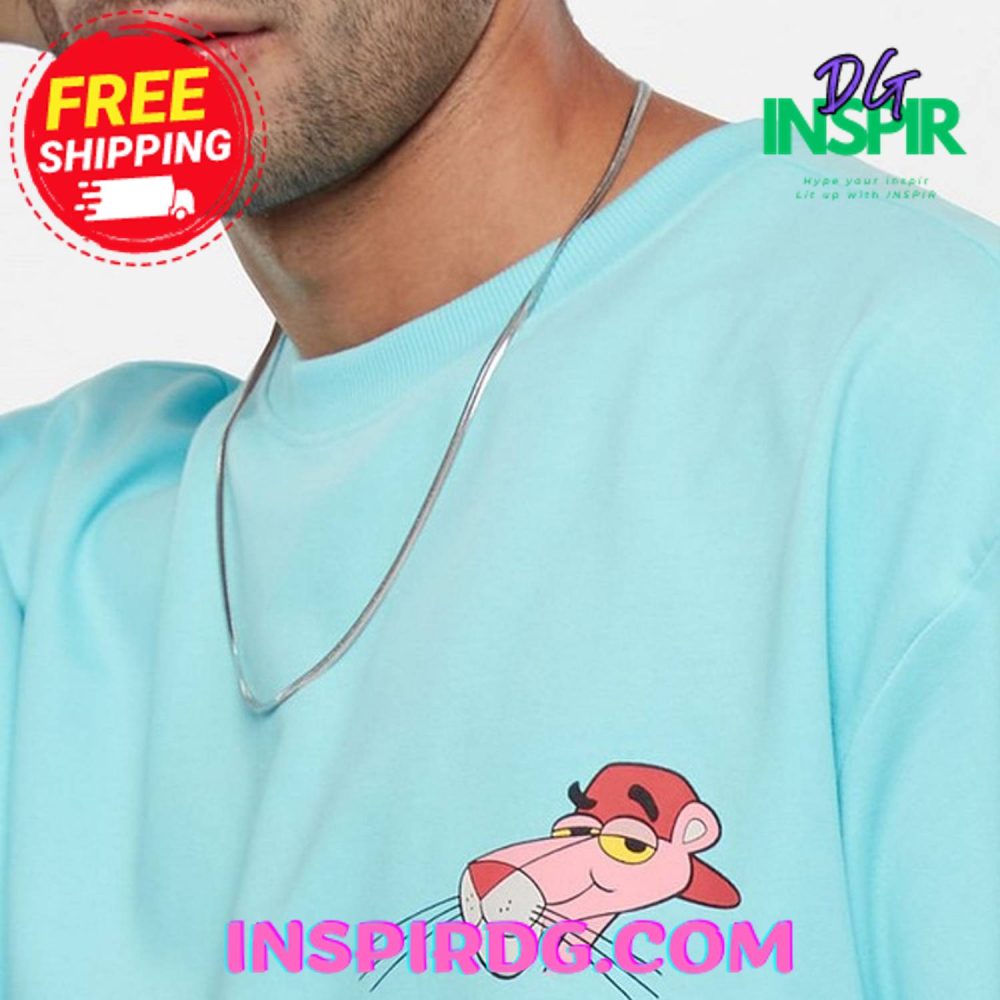 Blue Pink Panther Printed Oversized T-Shirt - Image 3