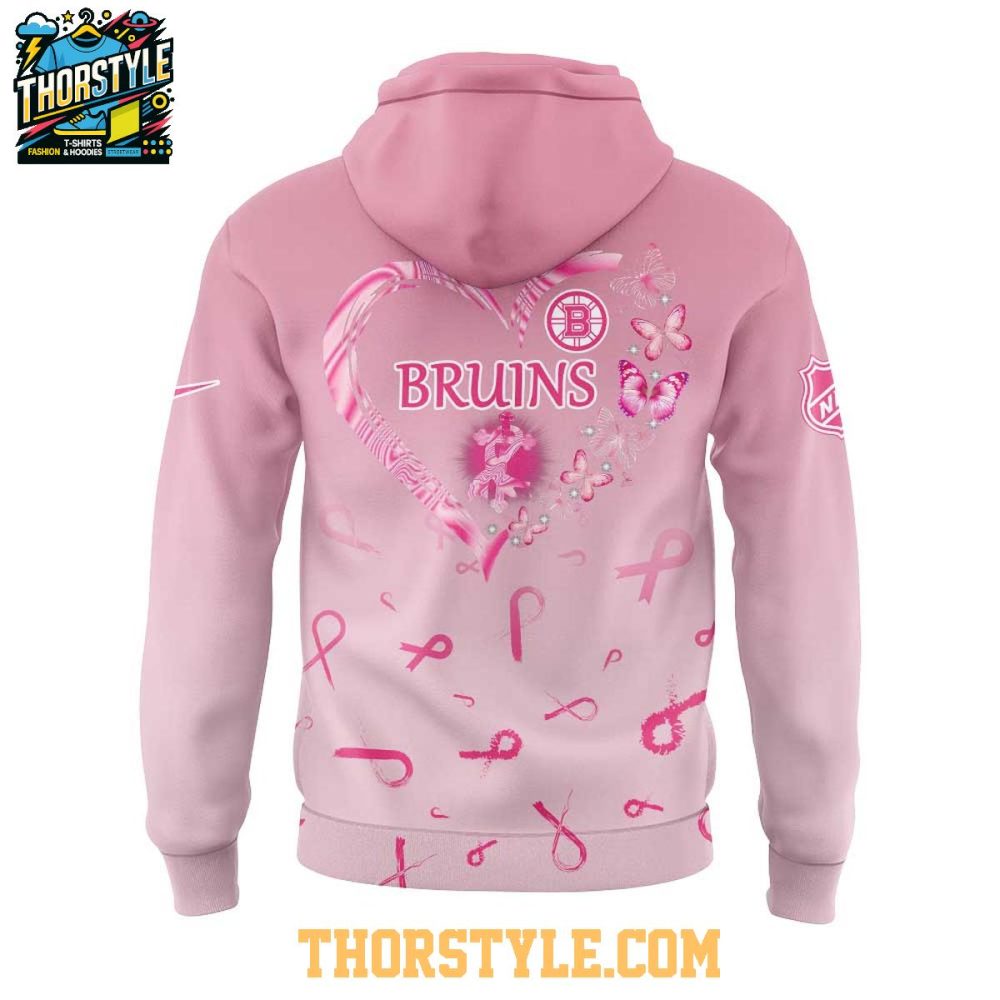 Boston Bruins Breast Cancer Awareness Month 2025 October Fighting Hoodie T-Shirt - Image 3