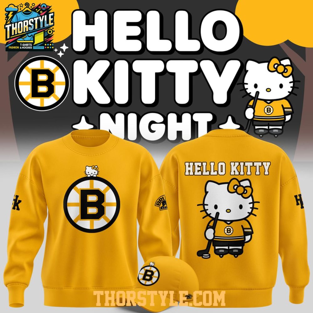 Boston Bruins X Hello Kitty Night 2026 Celebration Hoodie T-Shirt - Image 2