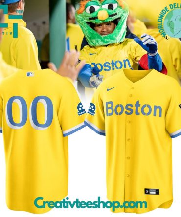 Boston Red Sox City Connect Gold/Light Blue Baseball Jersey