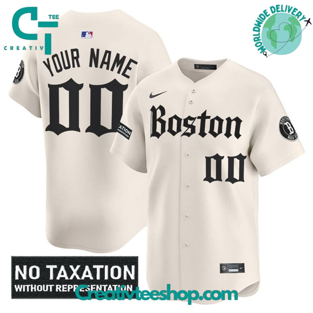 Boston Red Sox Retro Newspaper Edition "No Taxtation Without Representation" Baseball Jersey - Image 2