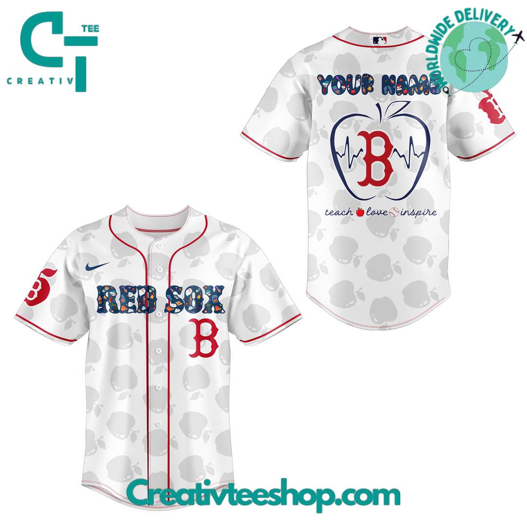 Boston Red Sox X Teacher Appreciation Personalized Baseball Jersey - Image 2