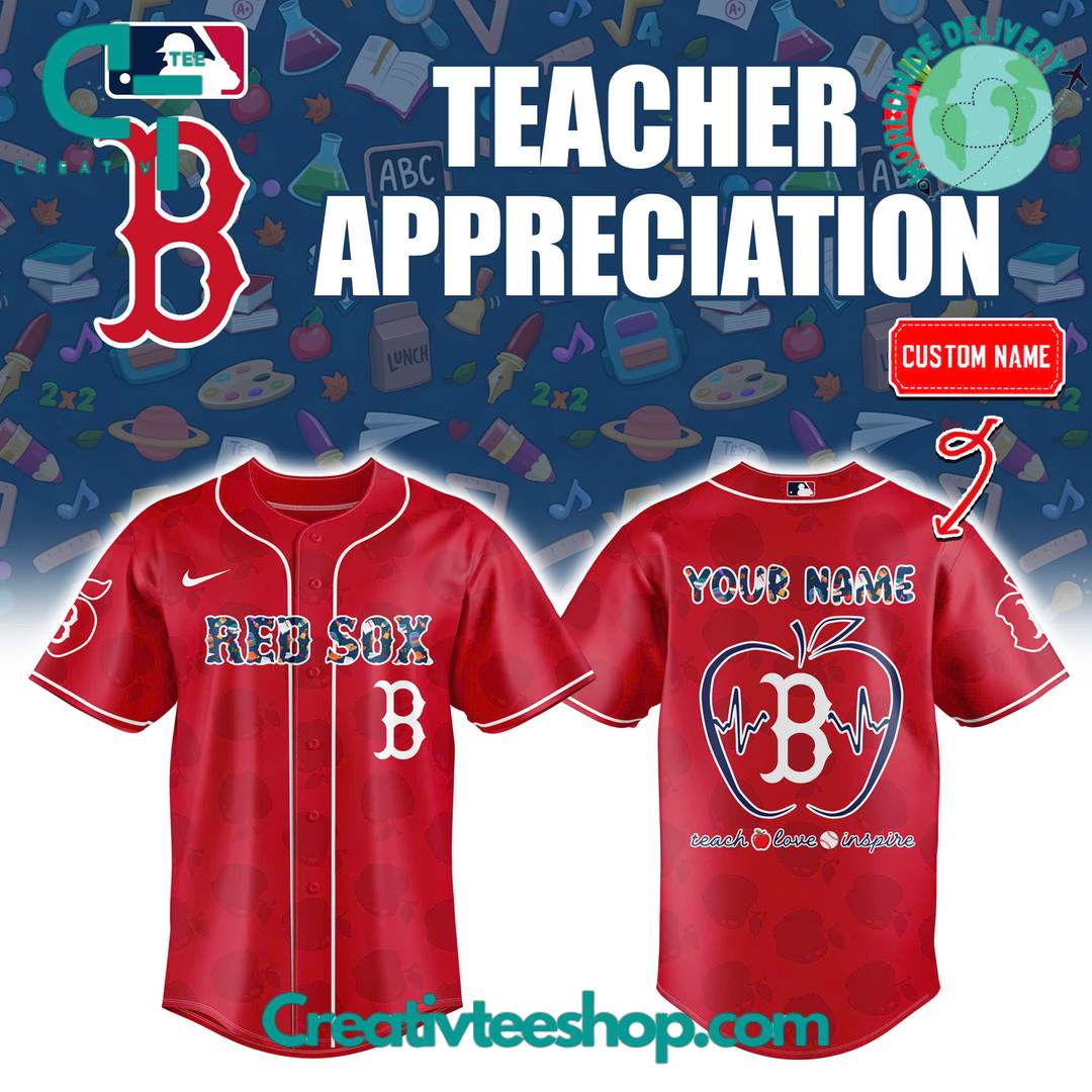 Boston Red Sox X Teacher Appreciation Personalized Baseball Jersey - Image 3